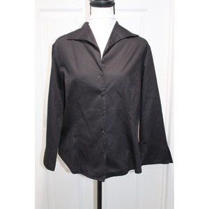 NWT Sao New York Blouse Black Swiss Pique 3/4 Sleeve Button Career Casual Size 4